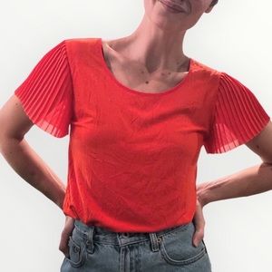 A New Day pleated flutter sleeve blouse orange